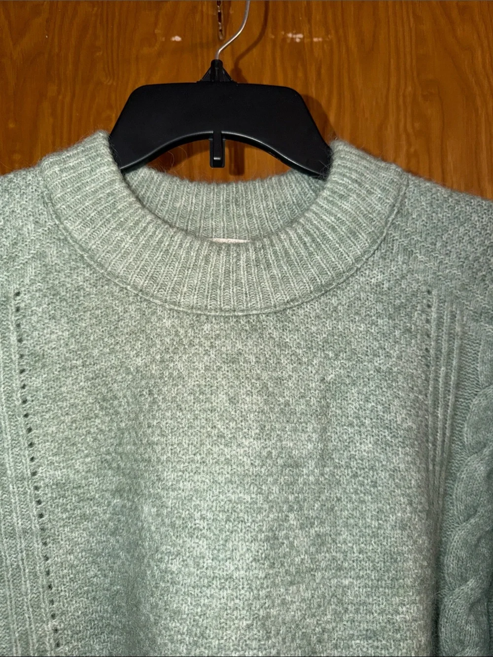 Madewell Sage Green Cable-Knit Crewneck Sweater